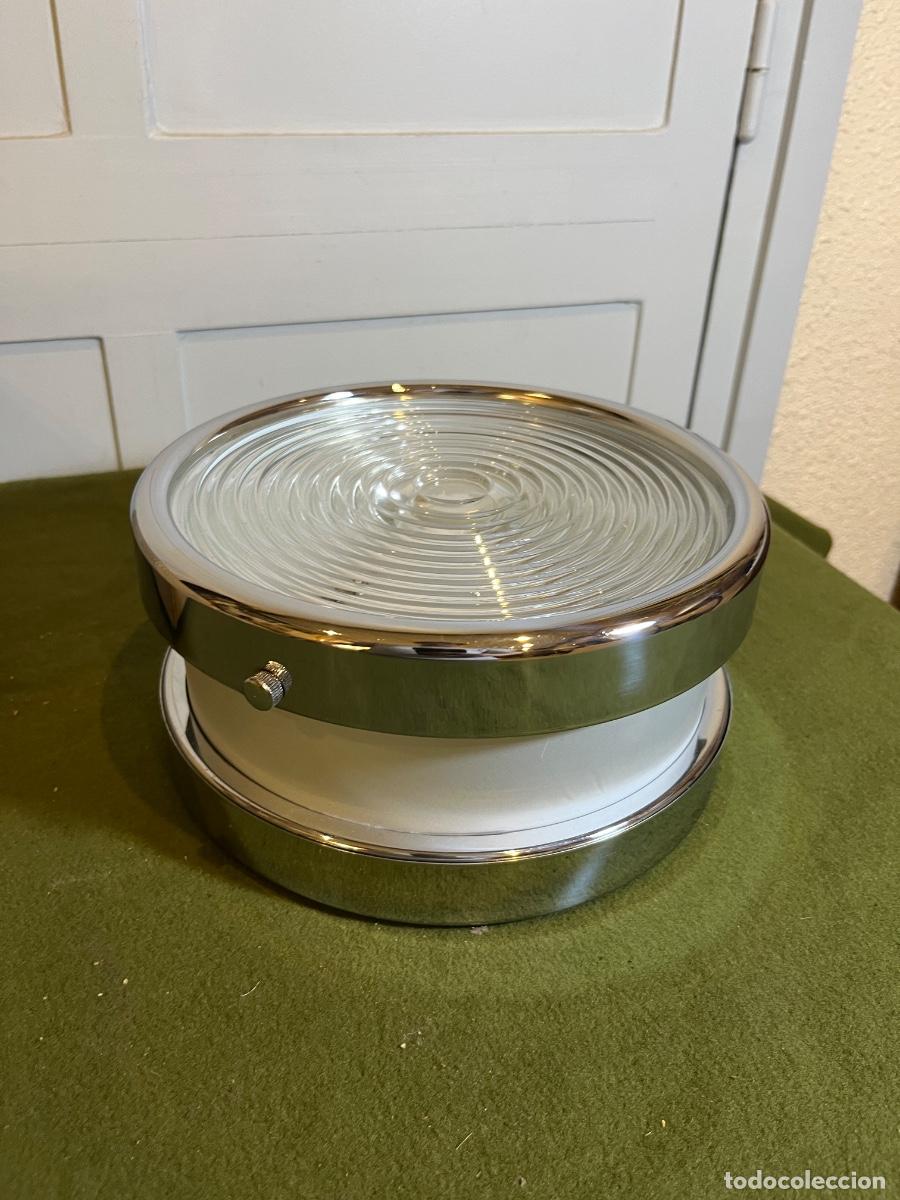 Vintage: Plaf&oacute;n vintage cromado de cristal &oacute;ptico &Oslash;24 cm &ndash; Aplique de techo o pared estilo Space Age a&ntilde;os 60-