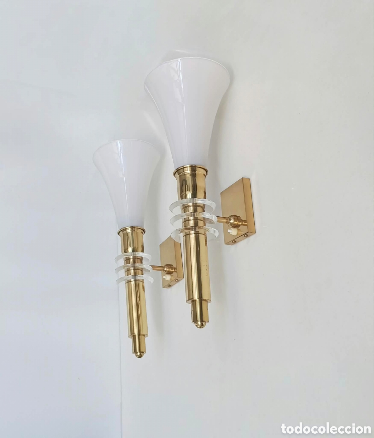 Vintage: APLIQUES ART DECO REVIVAL A&Ntilde;OS 70 // VINTAGE HOLLYWOOD REGENCY MAISON PERZEL LAMPARA PARED ANTORCHA