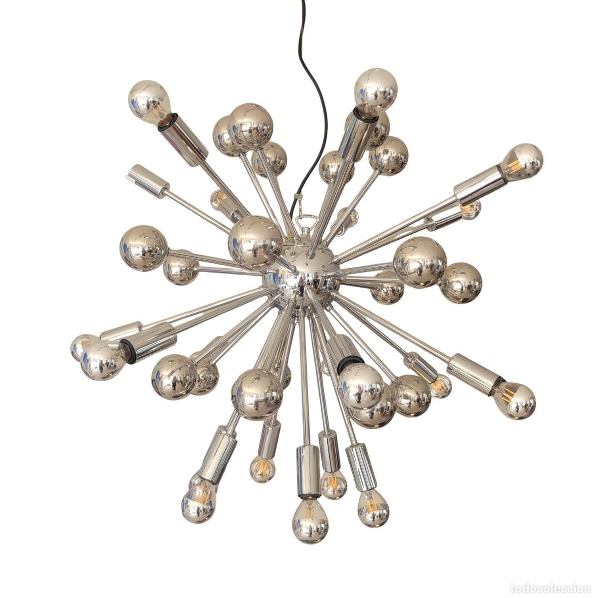 Vintage: L&aacute;mpara &rdquo;Sputnik&rdquo;, Space Age, Metal cromado, a&ntilde;os 70 &ndash; Alemania
