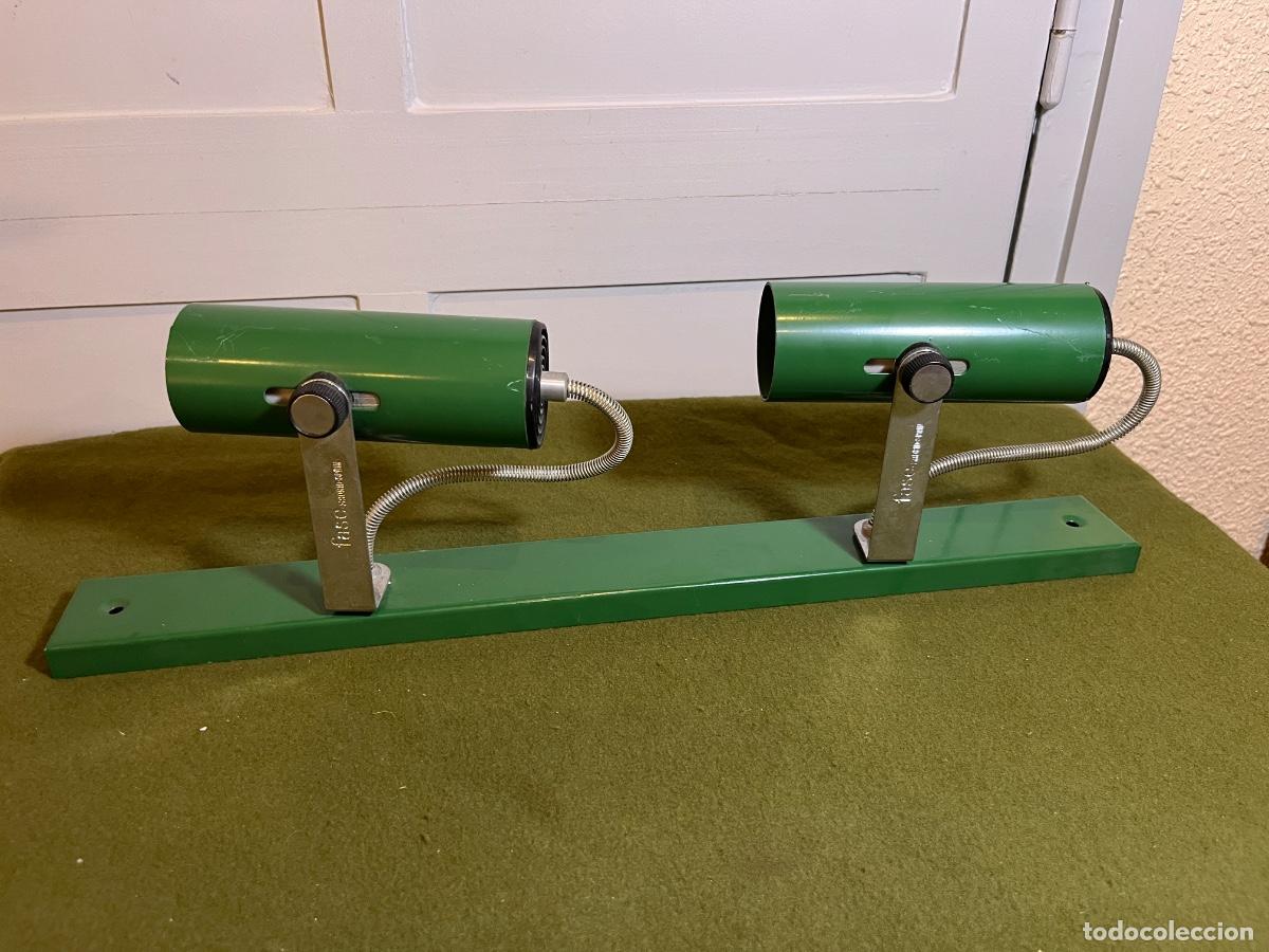 Vintage: Aplique de Pared FASE Madrid Original &ndash; Regleta de 2 Focos Orientables &ndash; Verde &ndash; Dise&ntilde;o Vintage A&ntilde;os