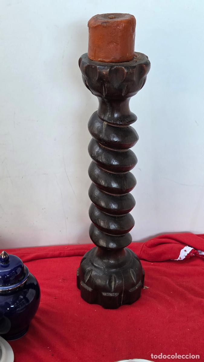 Vintage: candelabro de madera torneado - Foto 1