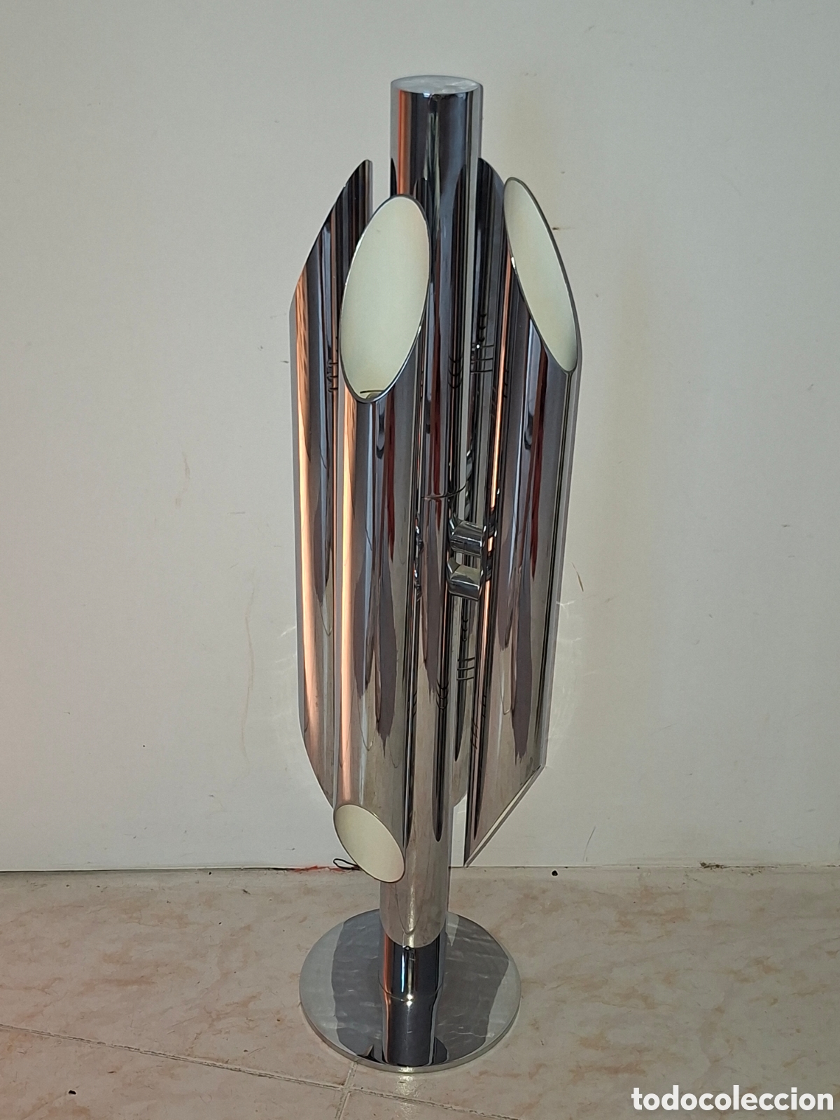 Vintage: Lampara Fase Grin space age cromada tubular. 1970 mid century