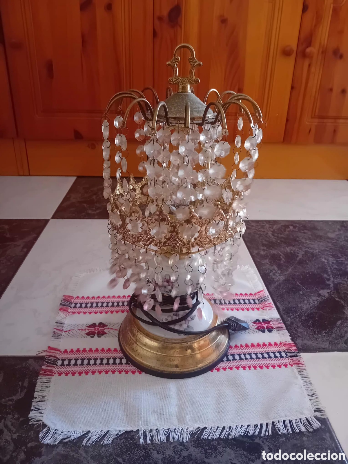 Vintage: ✨ L&aacute;mparas vintage de cristal y metal dorado ✨