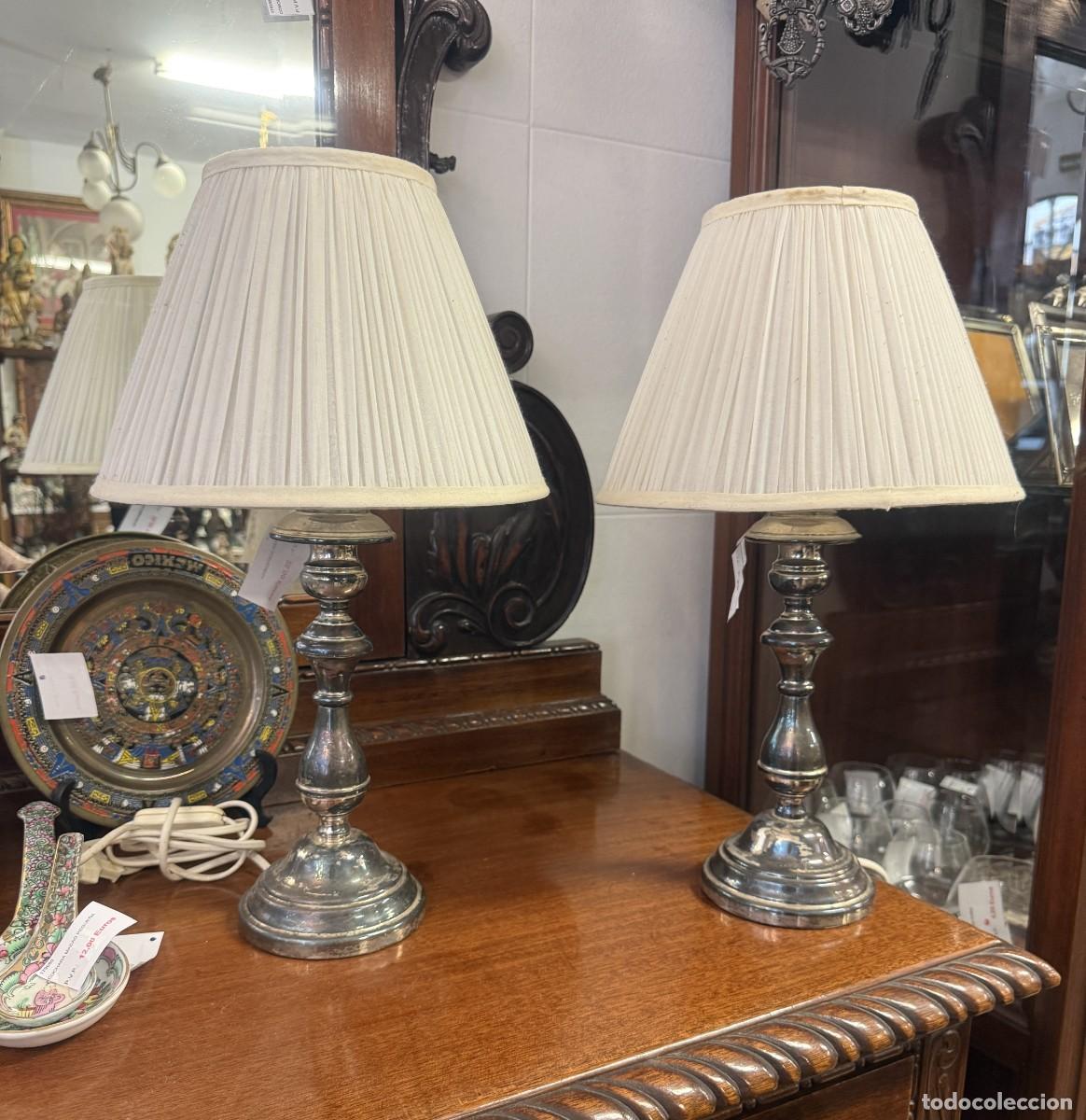 Vintage: L&aacute;mpara sobremes alpaca -2 Uds disponibles