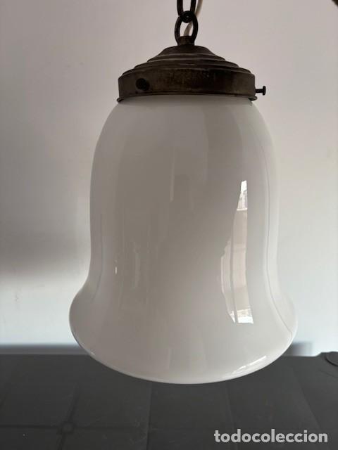 Vintage: LAMPARA ART D&Eacute;CO OPALINA BLANCA - Foto 4