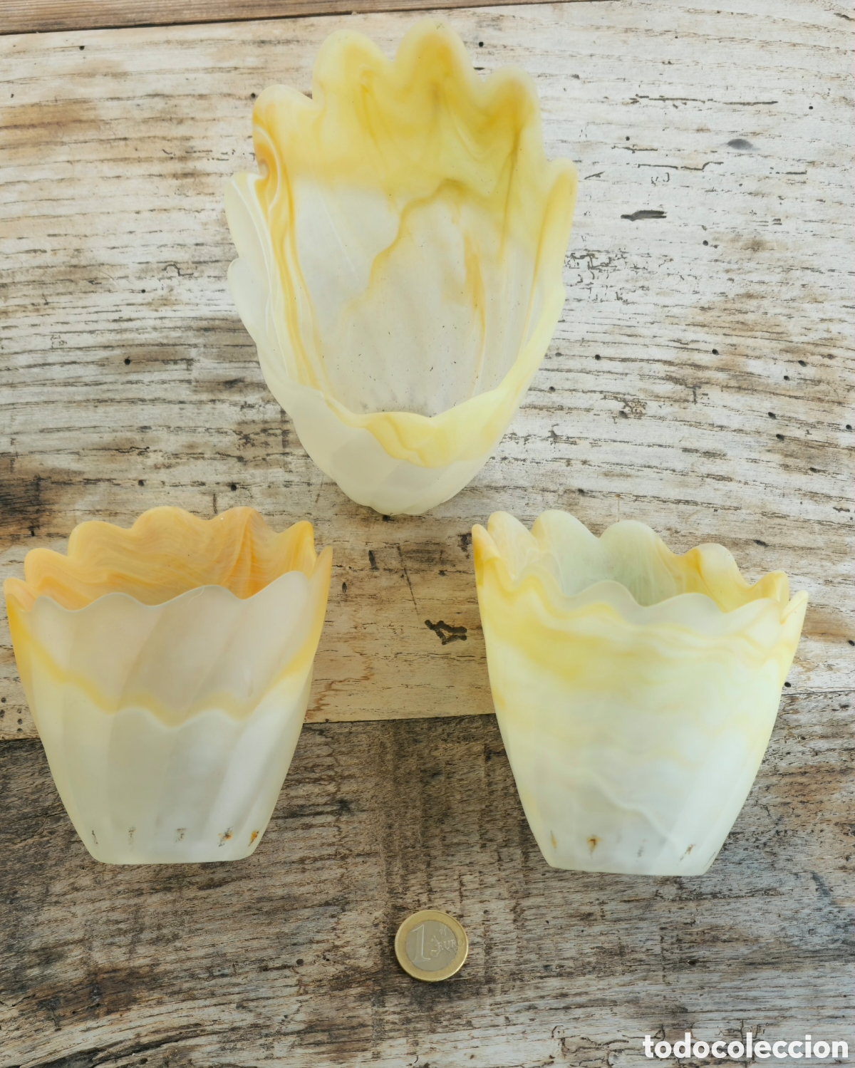 Vintage: Lote 3 tulipas Art D&eacute;co cristal