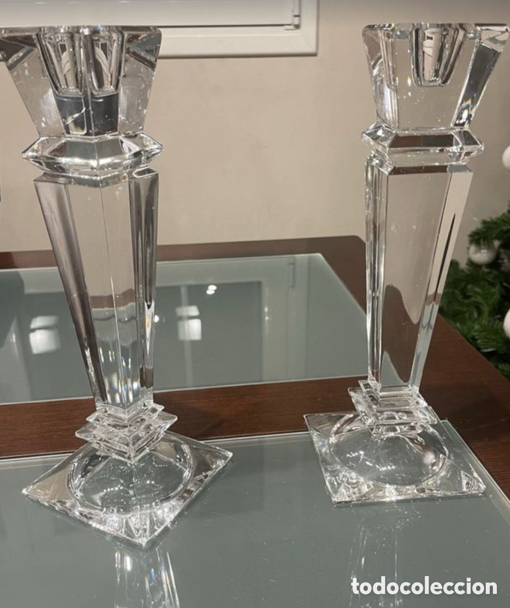 Vintage: Pareja de Candelabros de cristal de bohemia