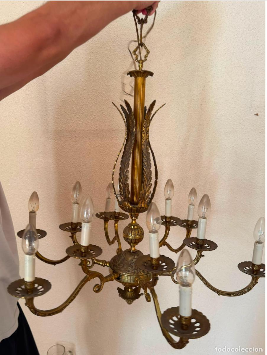 Vintage: Gran L&aacute;mpara de Ara&ntilde;a de Techo de Bronce Macizo - Foto 1