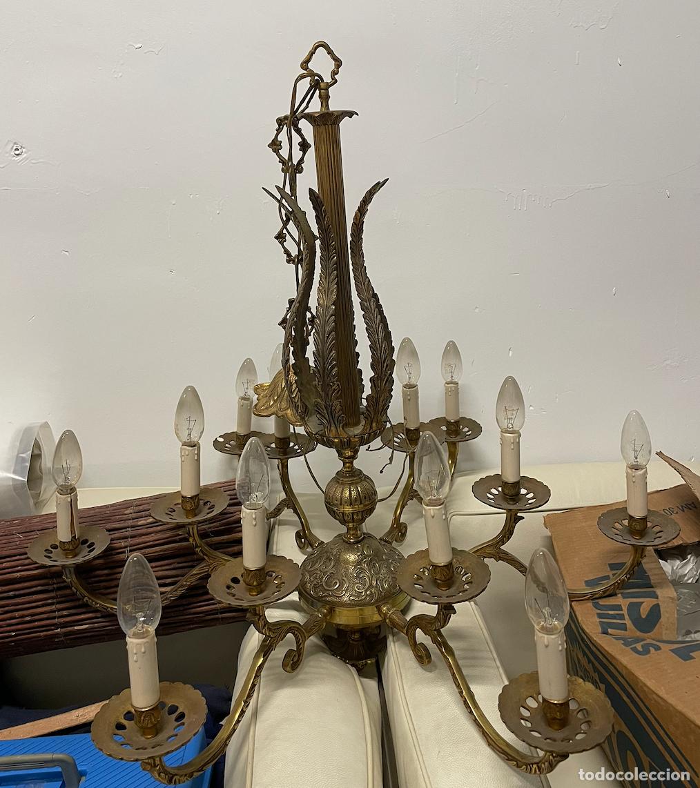 Vintage: Gran L&aacute;mpara de Ara&ntilde;a de Techo de Bronce Macizo - Foto 2