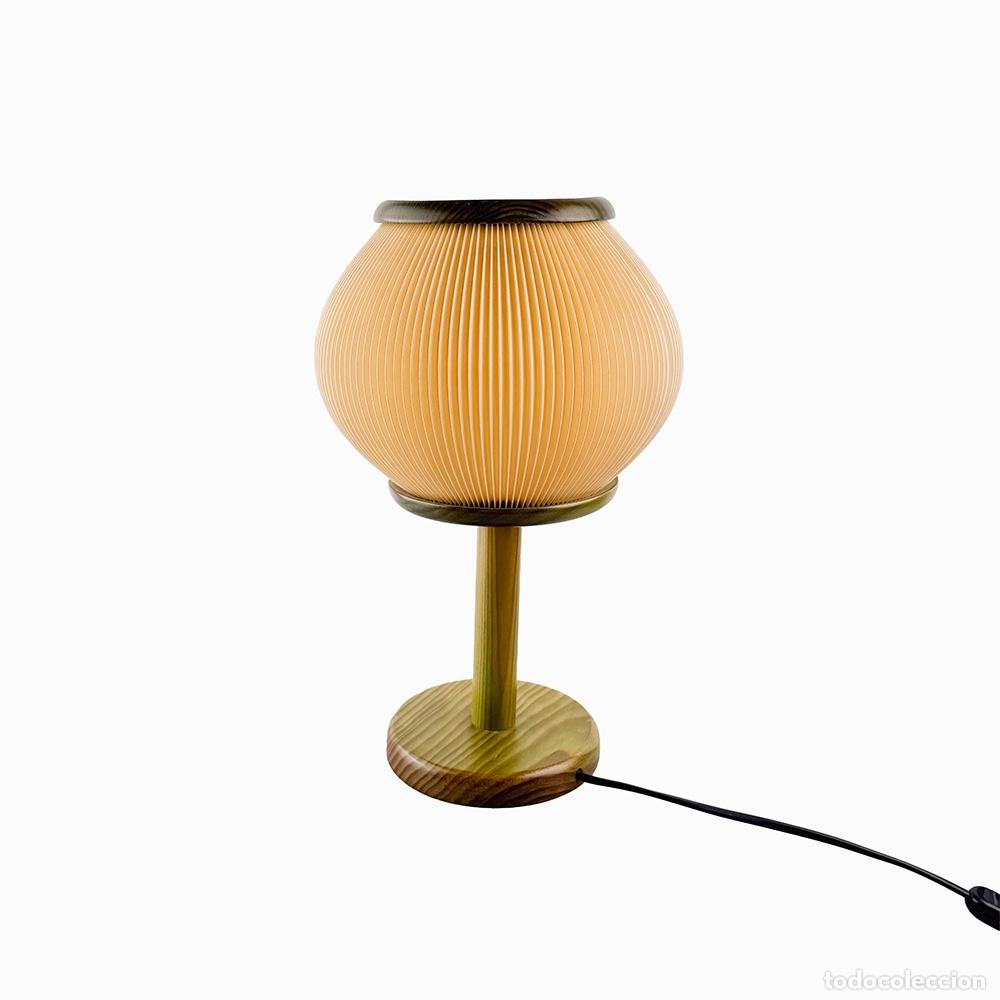 Vintage: L&aacute;mpara de mesa con pantalla plisada, 1980s - Foto 2