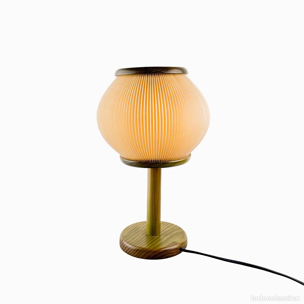 Vintage: L&aacute;mpara de mesa con pantalla plisada, 1980s - Foto 3