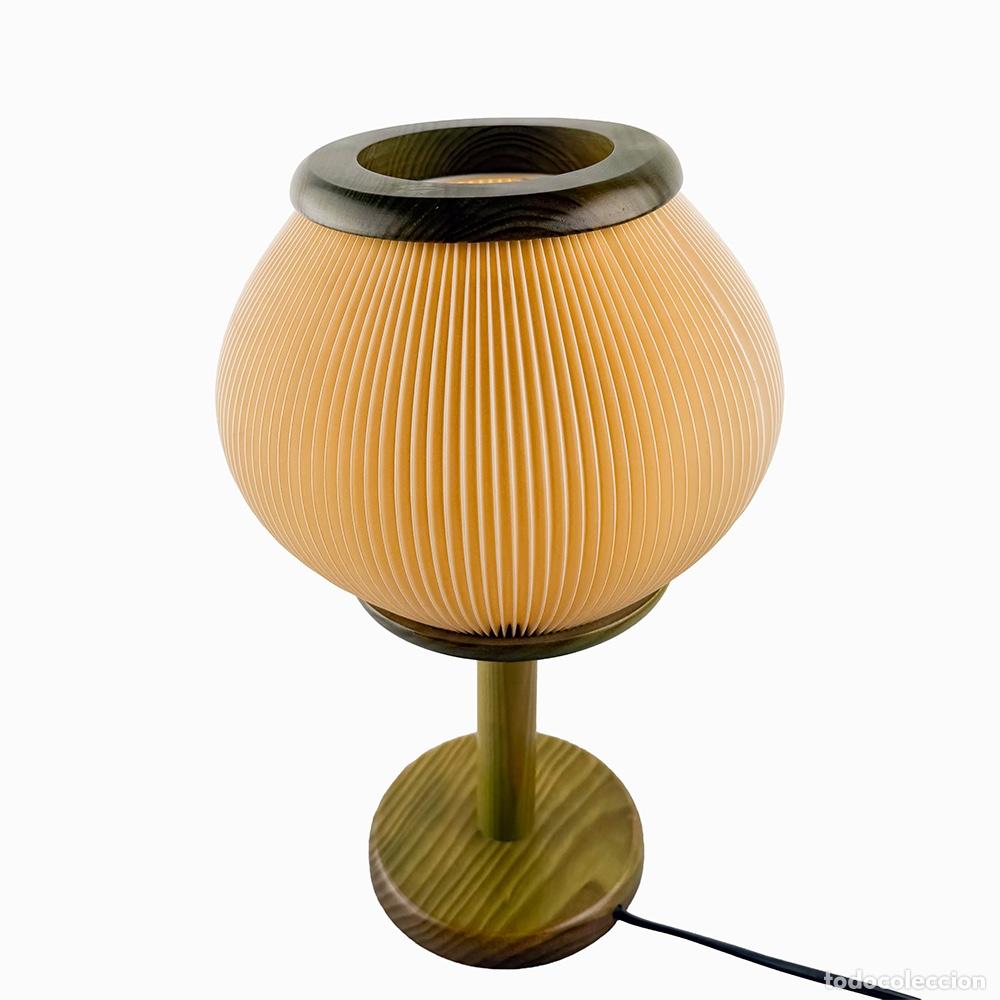 Vintage: L&aacute;mpara de mesa con pantalla plisada, 1980s - Foto 4