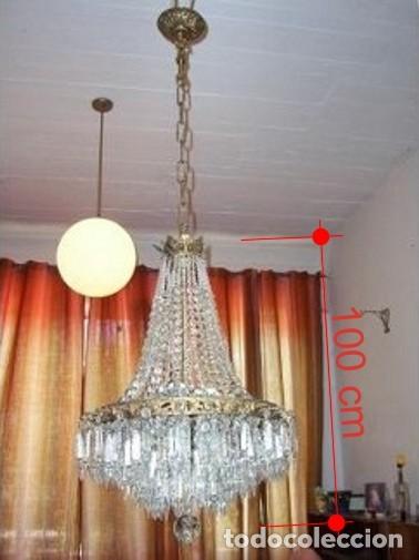 Vintage: L&Aacute;MPARA ARA&Ntilde;A BRONCE CRISTAL ESTILO IMPERIO - Foto 2