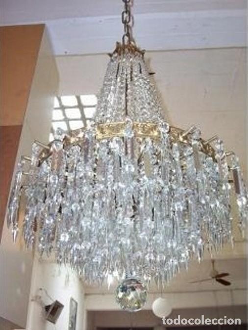 Vintage: L&Aacute;MPARA ARA&Ntilde;A BRONCE CRISTAL ESTILO IMPERIO - Foto 3