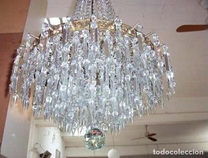 Vintage: L&Aacute;MPARA ARA&Ntilde;A BRONCE CRISTAL ESTILO IMPERIO - Foto 4