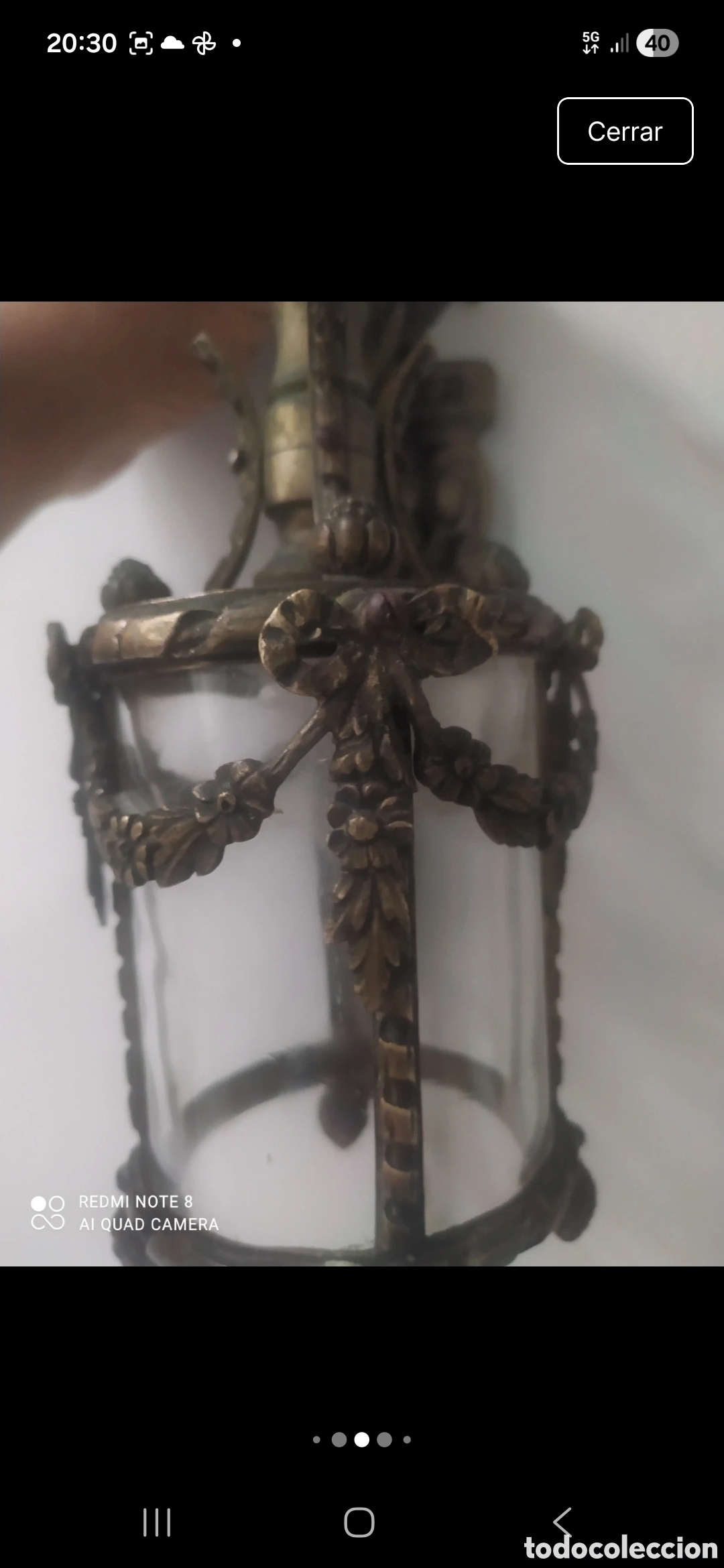 Vintage: Farolillo bronce cristal - Foto 4