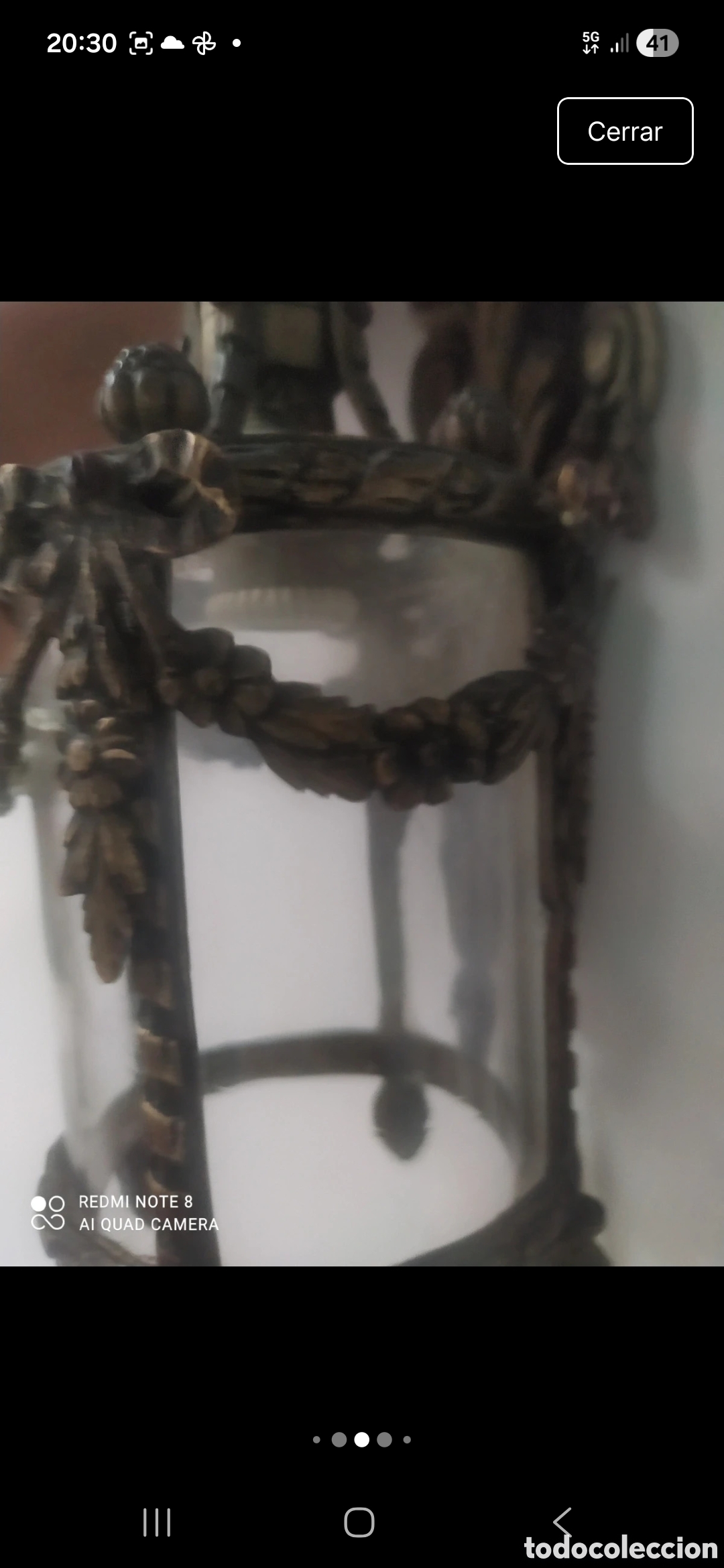 Vintage: Farolillo bronce cristal - Foto 5