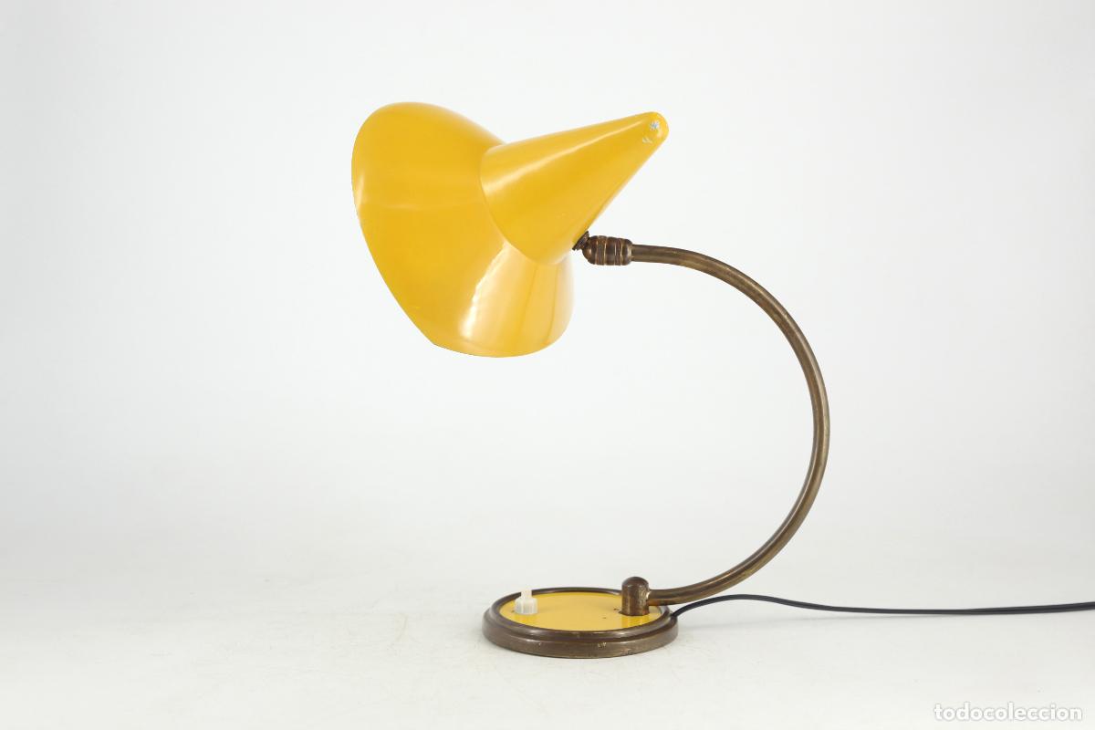 Vintage: lampara sobremesa cocotte stilnovo orientable vintage amarillo lat&oacute;n Francia 60's