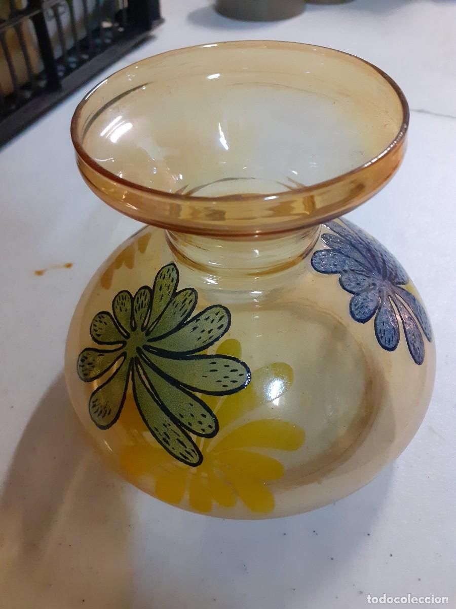 Vintage: Tulipa de quinqu&eacute; pintada con flores