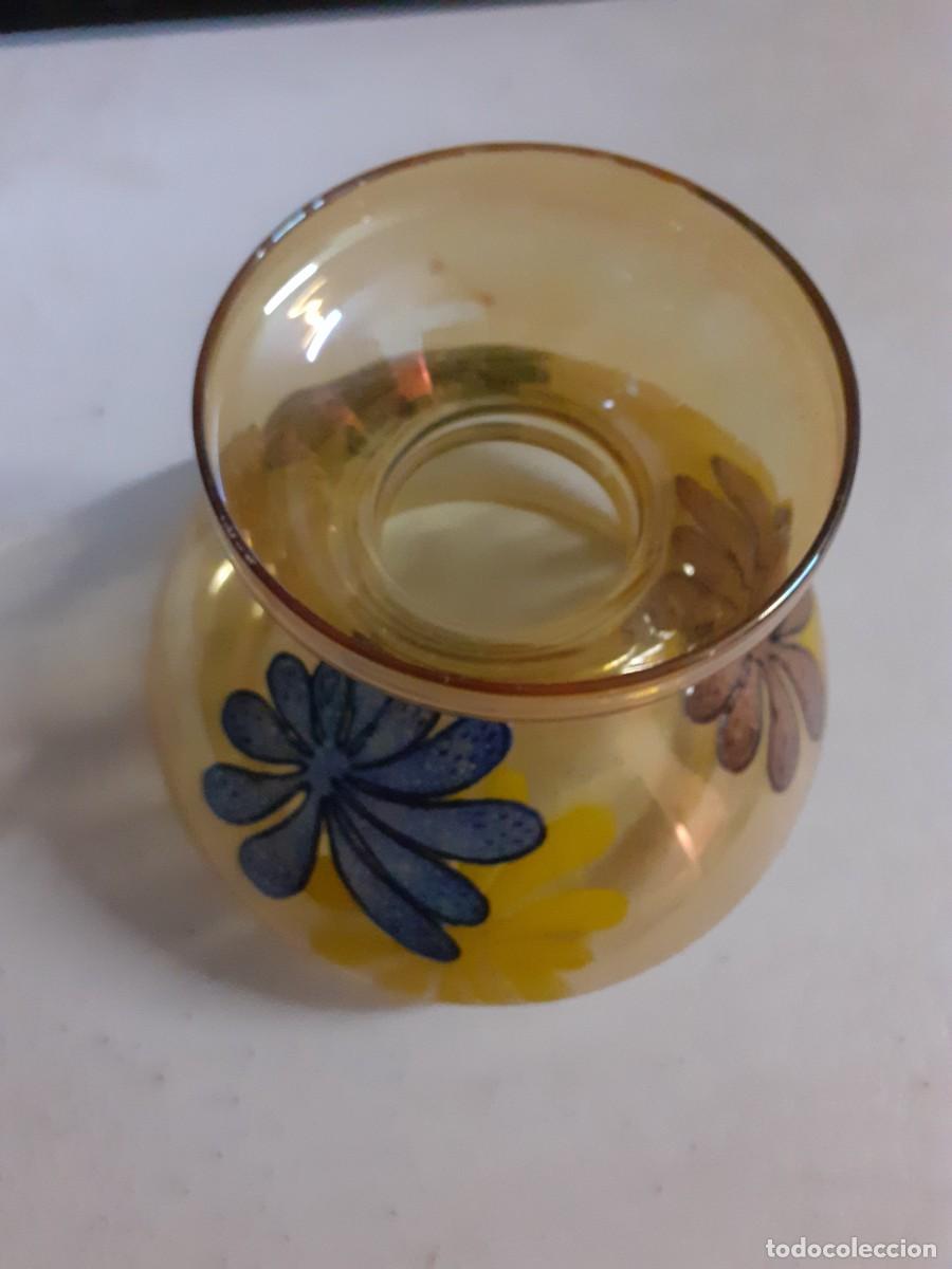 Vintage: Tulipa de quinqu&eacute; pintada con flores - Foto 2