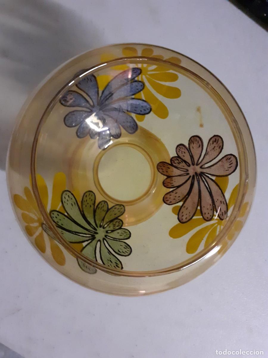 Vintage: Tulipa de quinqu&eacute; pintada con flores - Foto 4