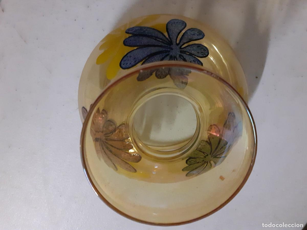 Vintage: Tulipa de quinqu&eacute; pintada con flores - Foto 5