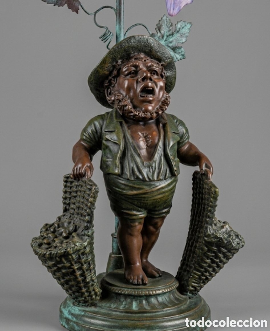 Vintage: L&aacute;mpara Escultura de Bronce Art Nouveau - A. Moreau (S. XIX/XX)