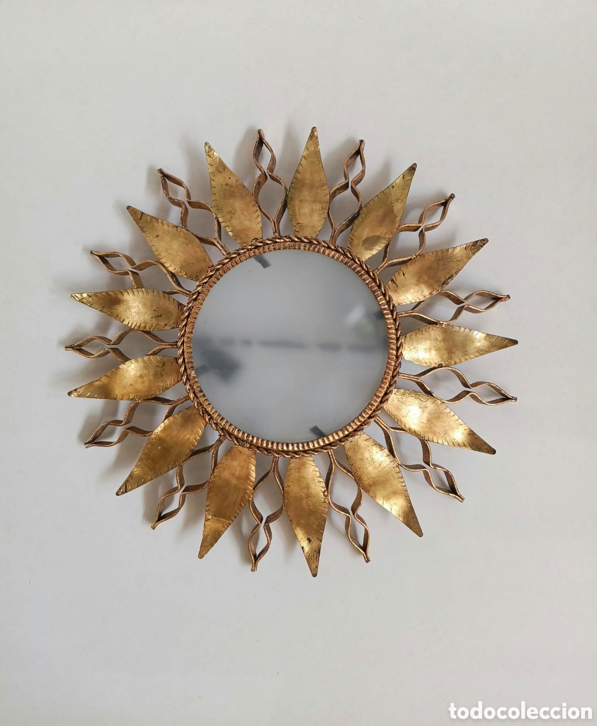 Vintage: LAMPARA SOL PAN ORO FORJA A&Ntilde;OS 60 // VINTAGE HIERRO DORADO MID CENTURY TECHO APLIQUE PARED