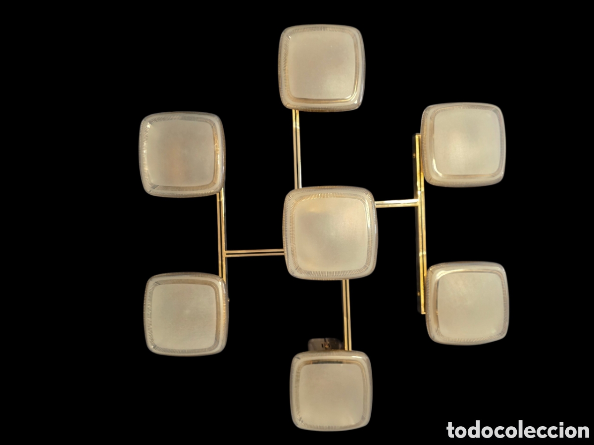 Vintage: L&aacute;mpara techo Gaetano Sciolari 7 puntos luz est&eacute;tica Space Age
