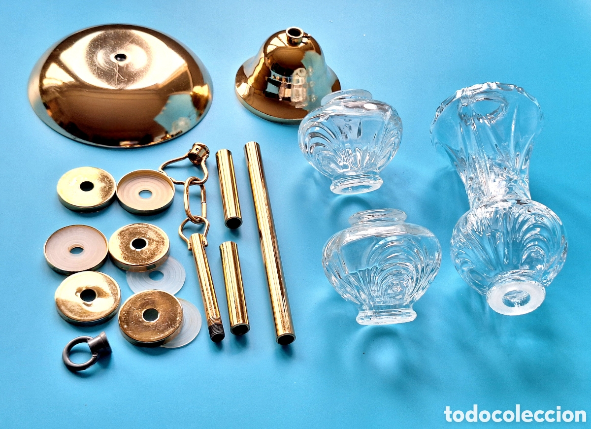 Vintage: Columna, fuste de cristal l&aacute;mpara techo vintage con herrajes