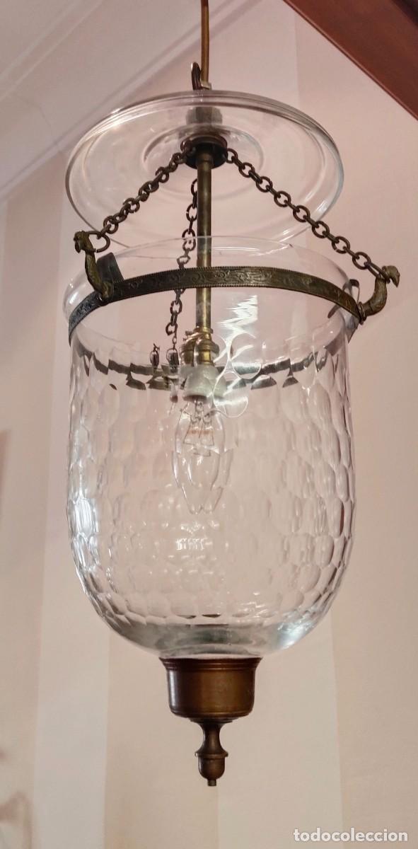 Vintage: L&aacute;mpara de cristal y metal