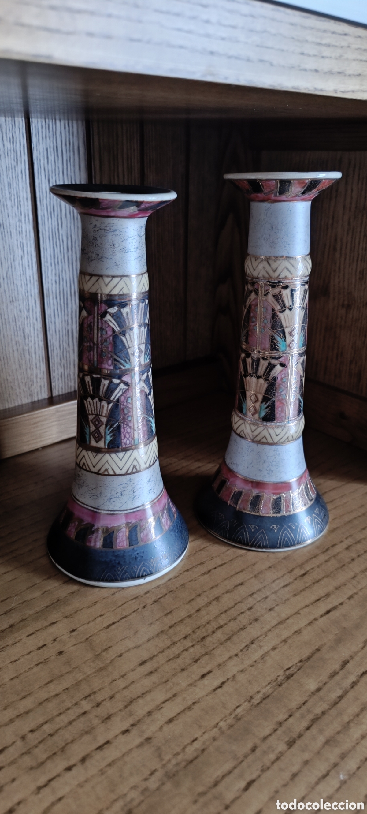 Vintage: Pareja de Candelabros Vintage cer&aacute;mica china