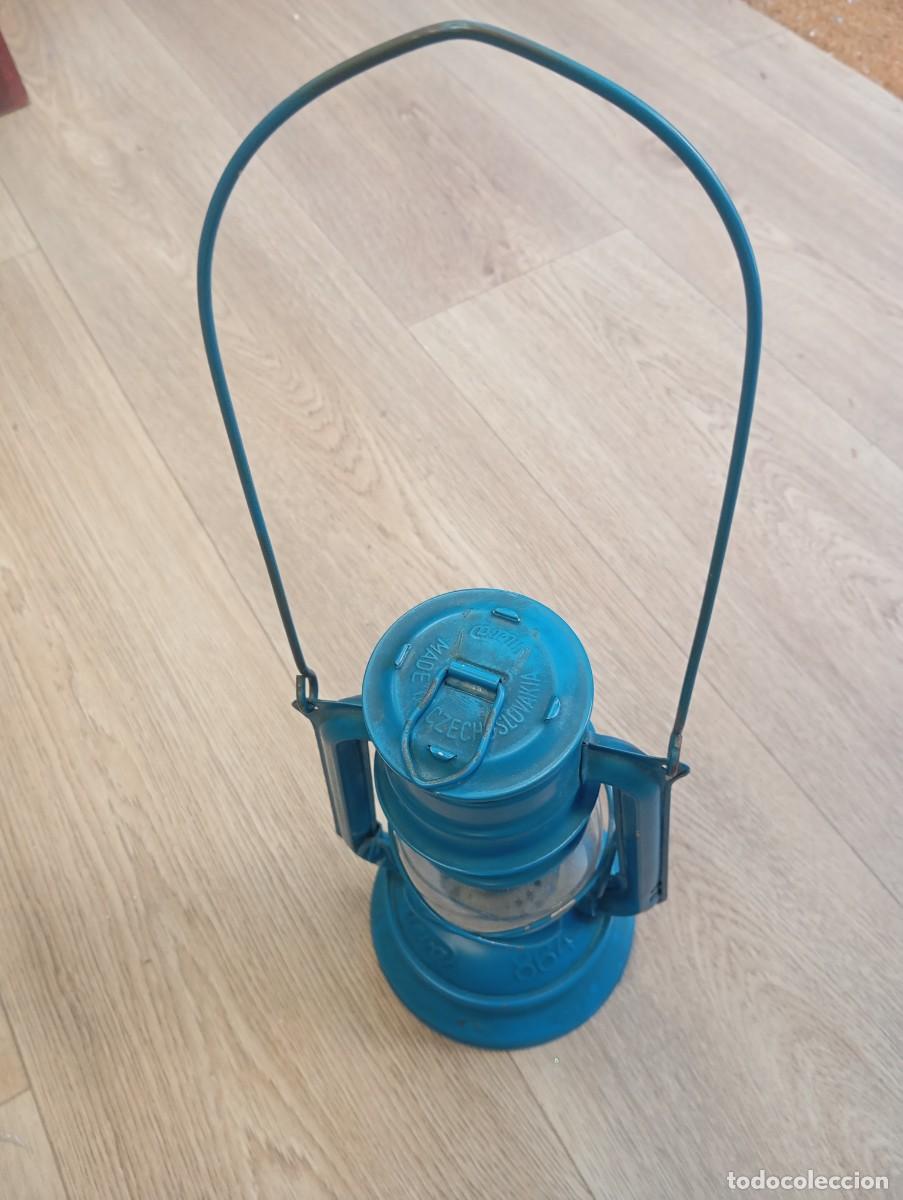 Vintage: L&aacute;mpara/ quinqu&eacute; de queroseno azul