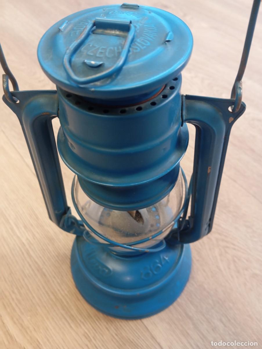 Vintage: L&aacute;mpara/ quinqu&eacute; de queroseno azul - Foto 2