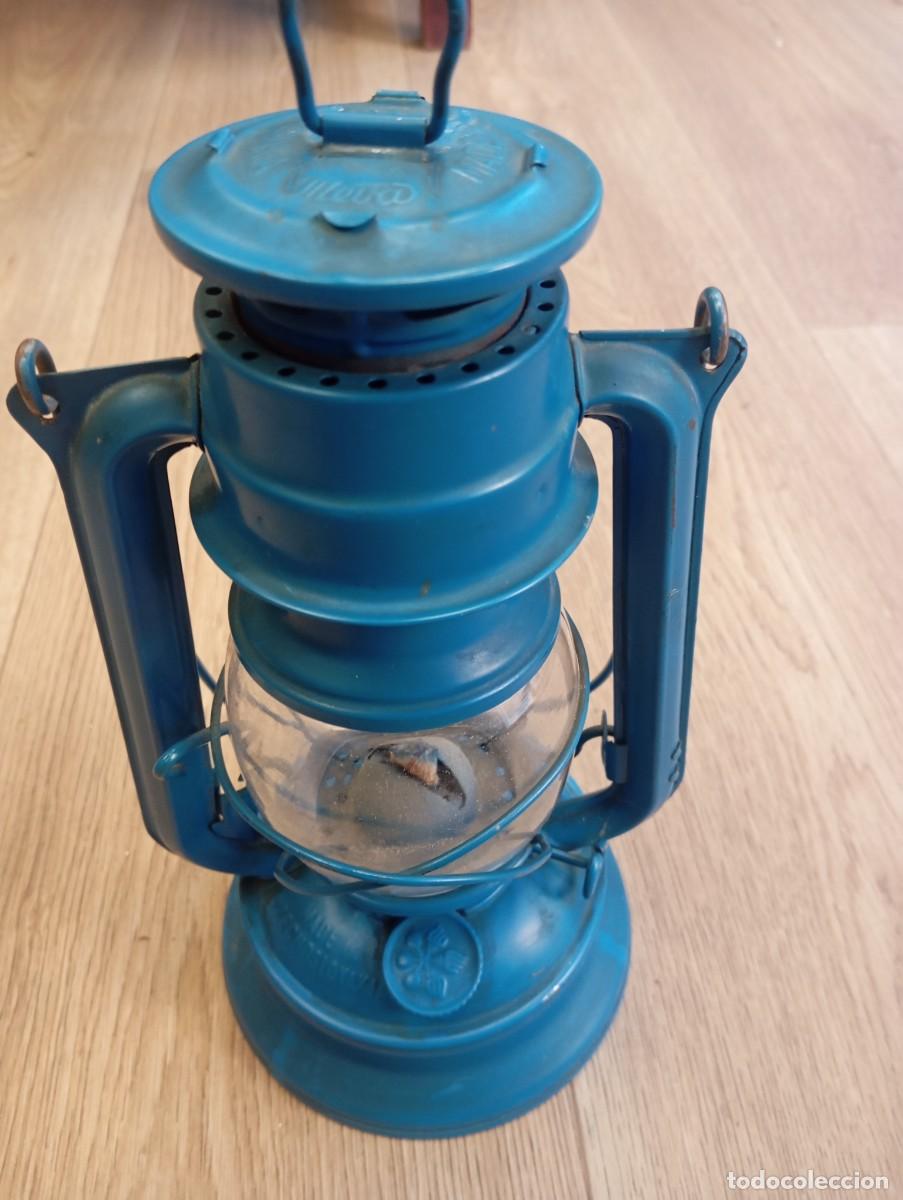 Vintage: L&aacute;mpara/ quinqu&eacute; de queroseno azul - Foto 5