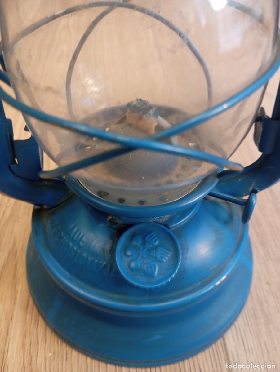 Vintage: L&aacute;mpara/ quinqu&eacute; de queroseno azul - Foto 6