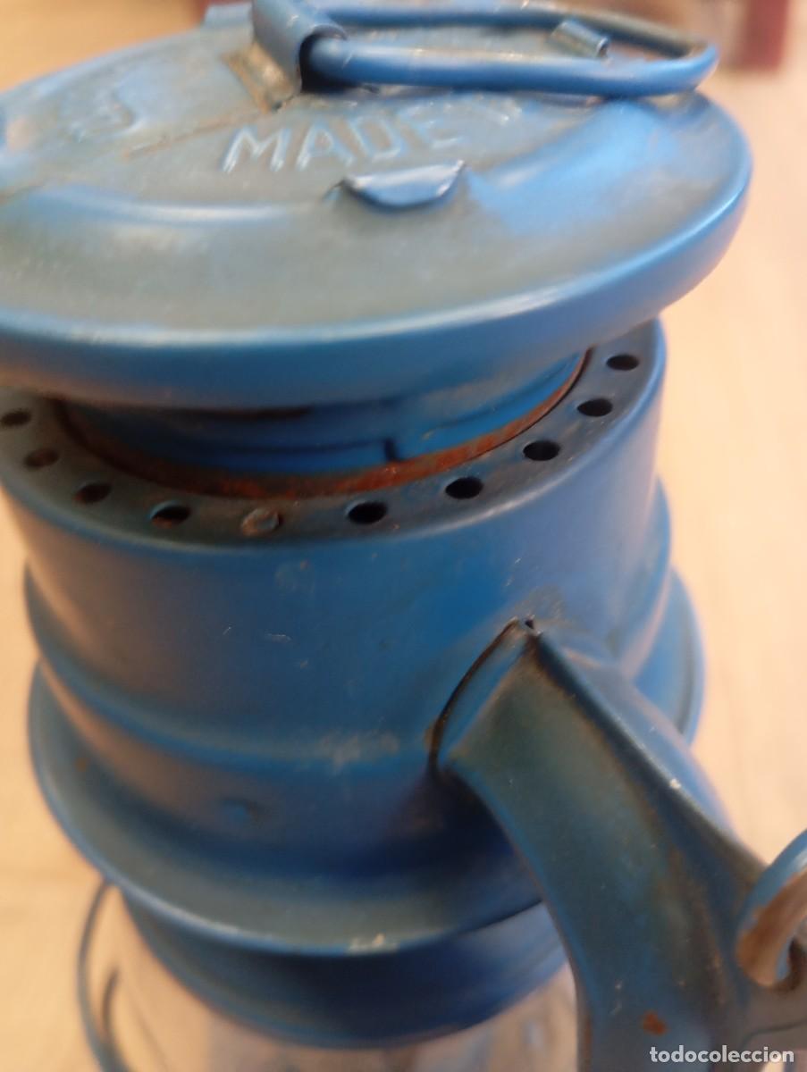 Vintage: L&aacute;mpara/ quinqu&eacute; de queroseno azul - Foto 8