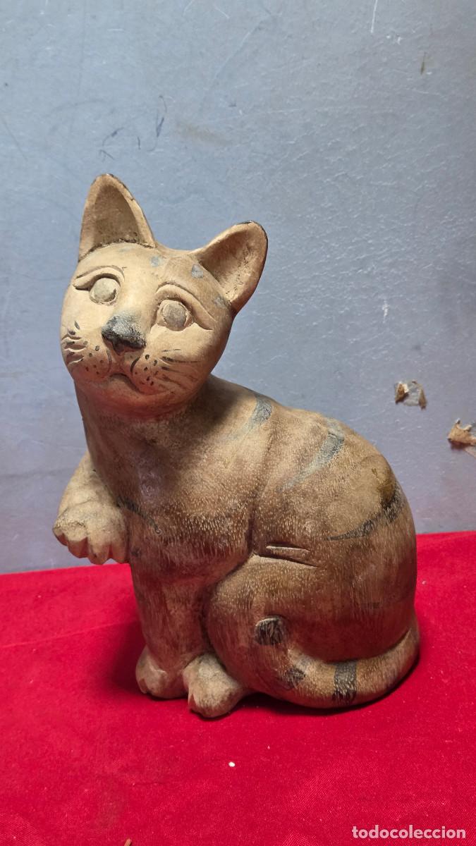 Vintage: figura de gato de ceramica