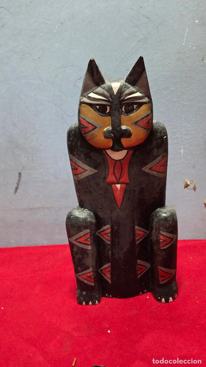 Vintage: figua gato de madera - Foto 1