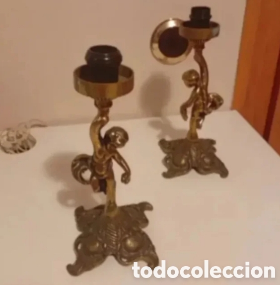 Vintage: Pareja soporte l&aacute;mparas 30cm - Foto 1