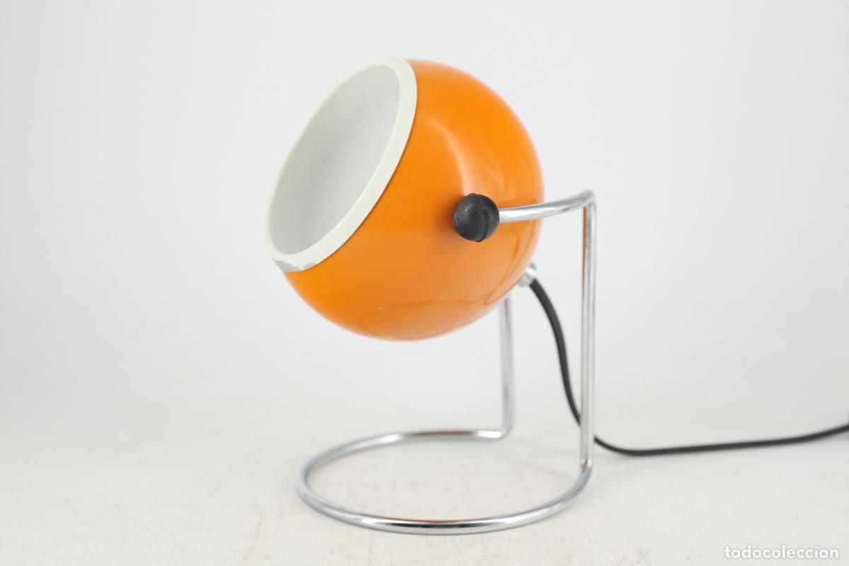Vintage: lampara eyeball Aluminor Nice vintage naranja cromado space age sobremesa retro pop Francia 70's