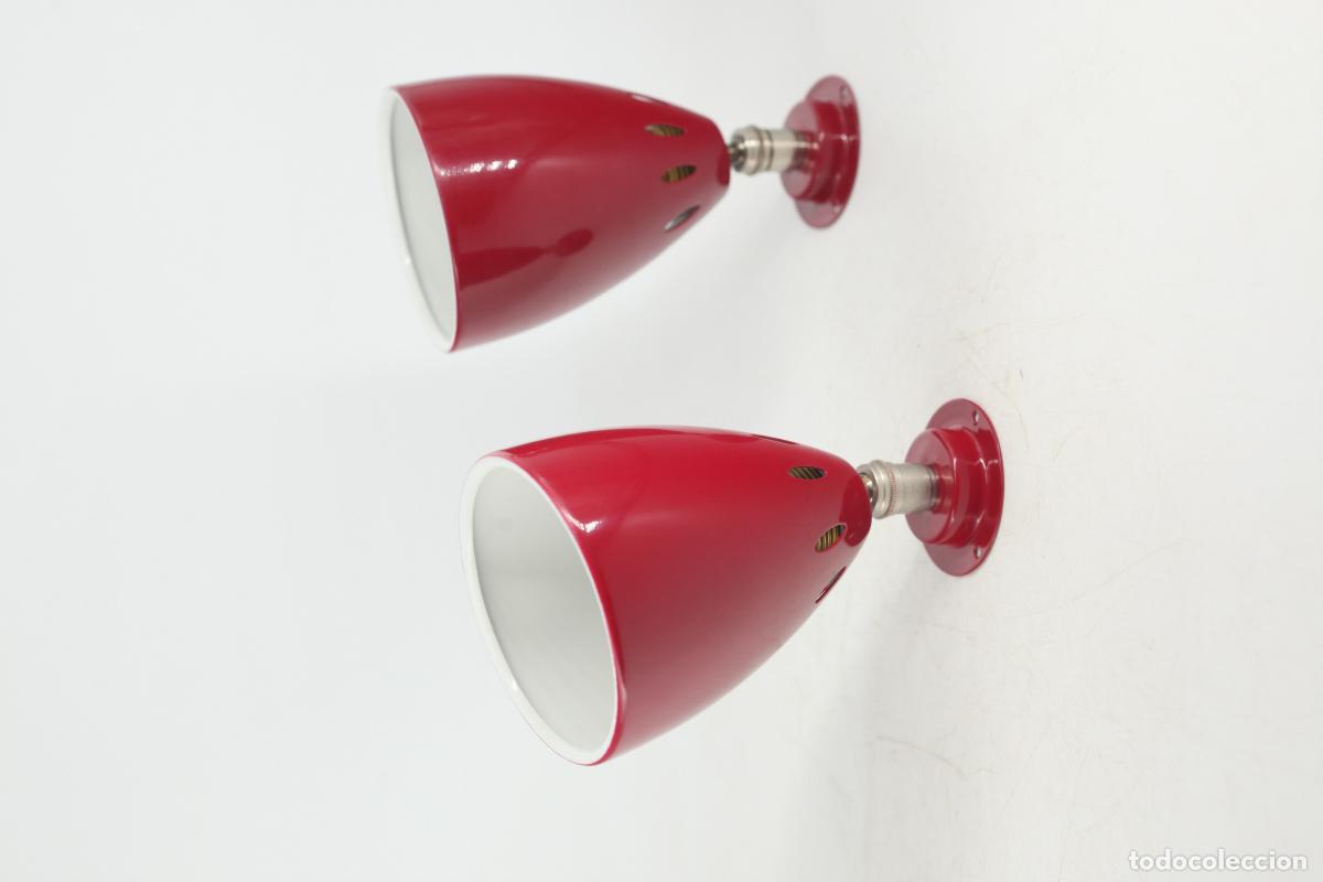 Vintage: 2 Foco aplique rojo vintage retro lampara pared orientable spot 70s