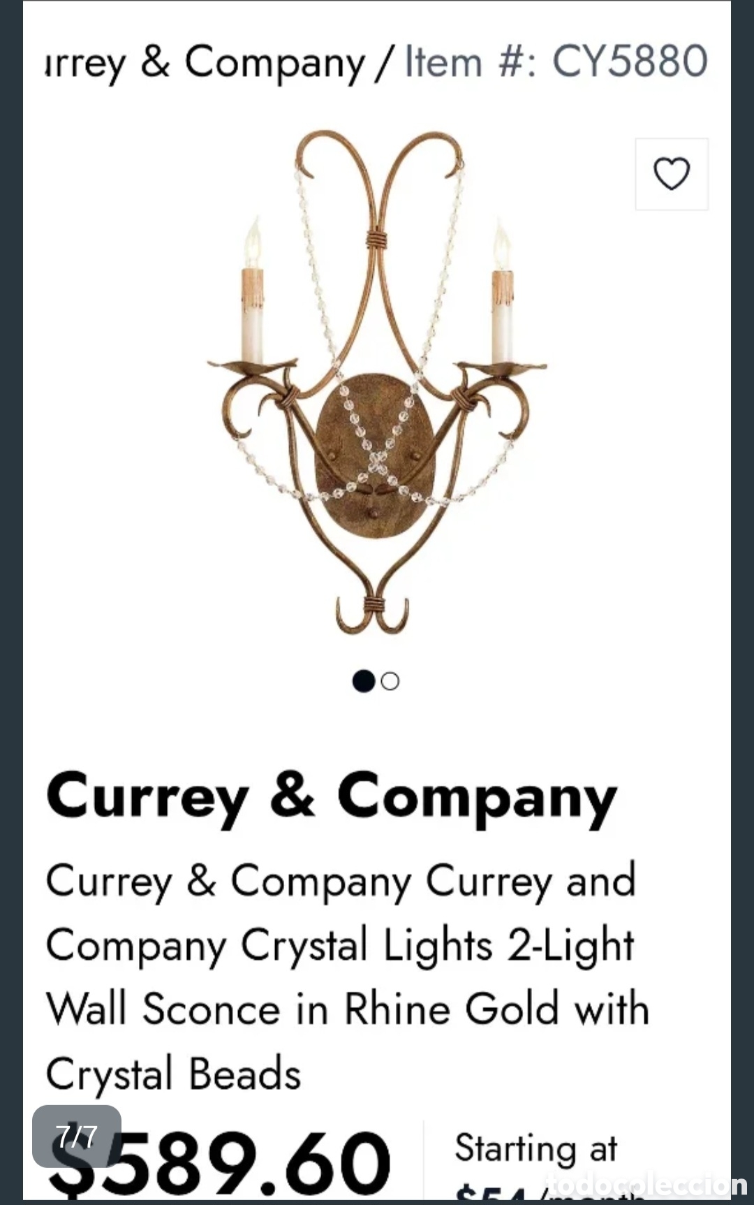 Vintage: Lamparas pared Currey&company 5840 - Foto 7