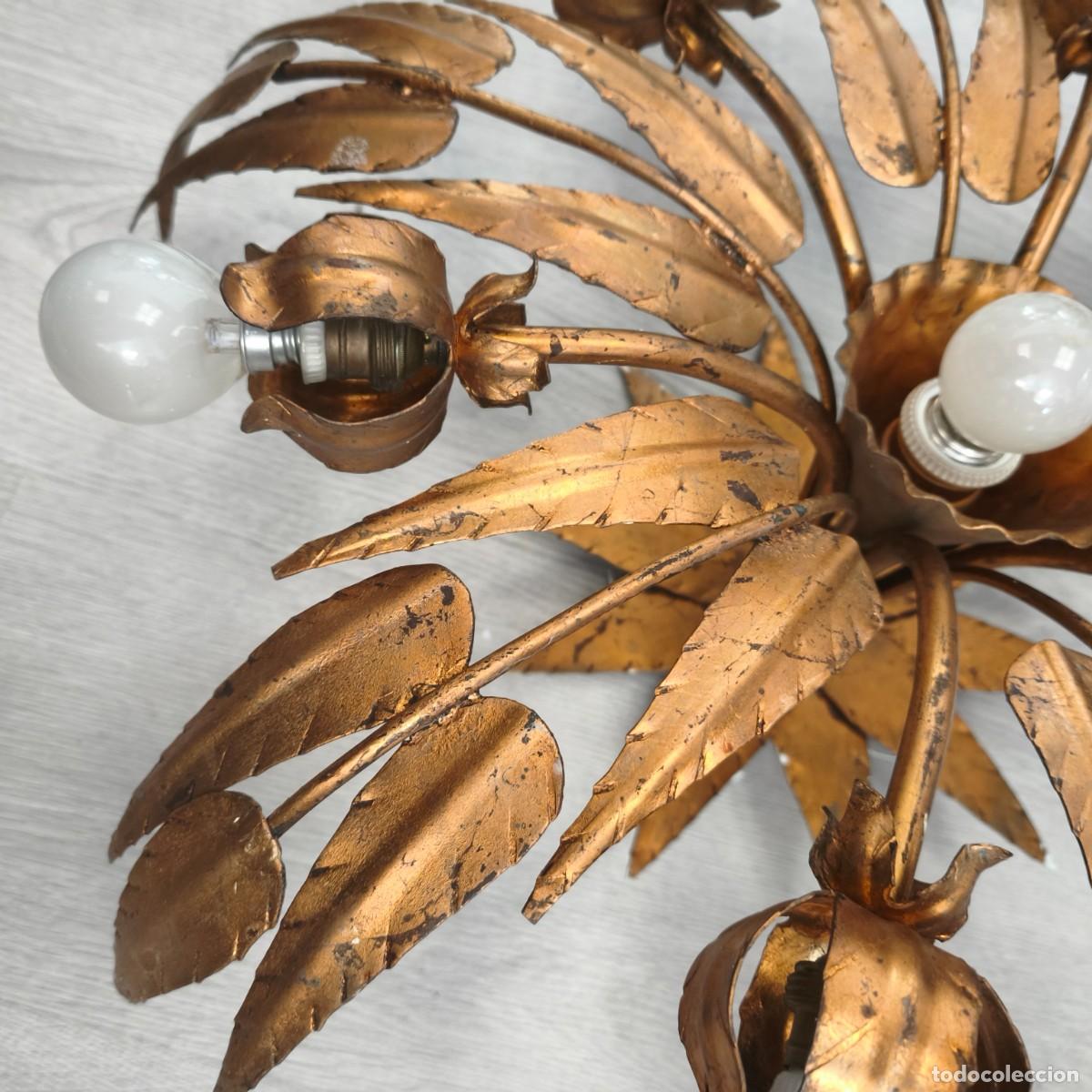 Vintage: L&Aacute;MPARA DE TECHO FLORAL. - Foto 4