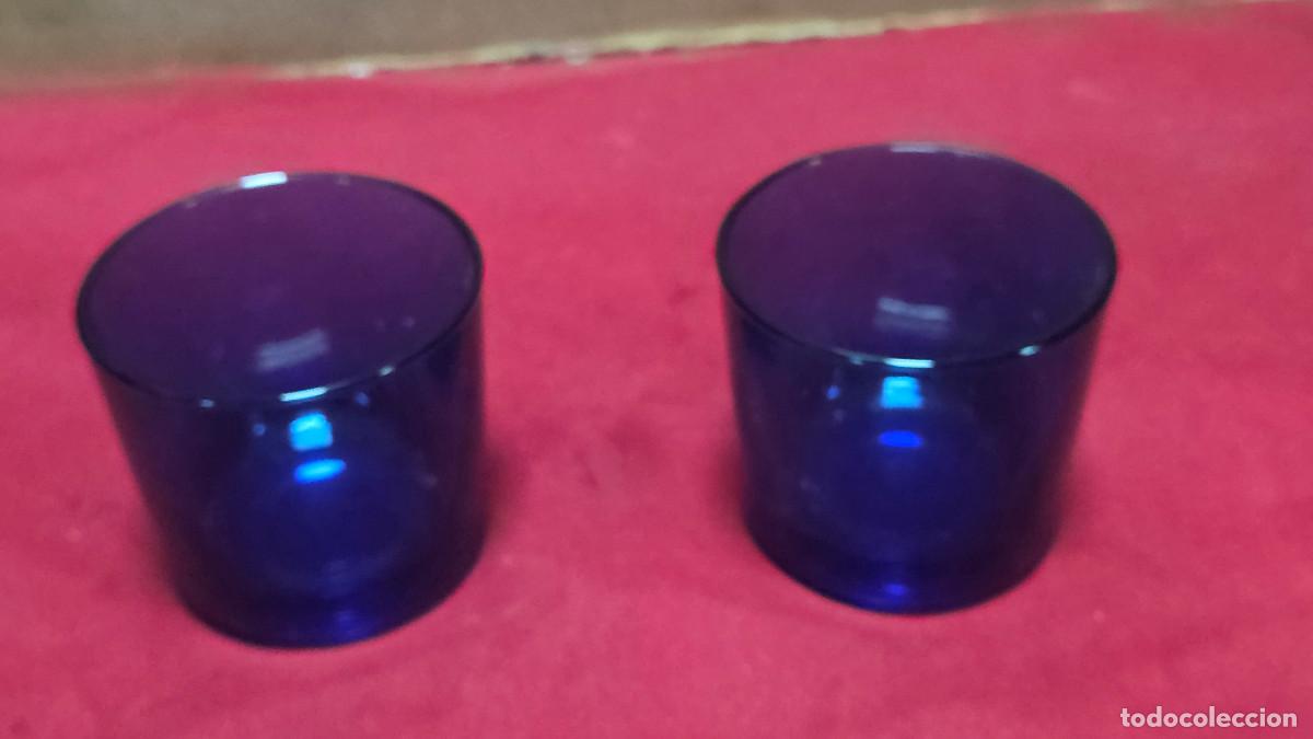 Vintage: 2 vasos de cristal azul