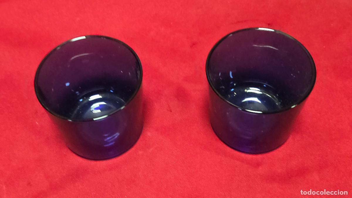 Vintage: 2 vasos de cristal azul - Foto 2