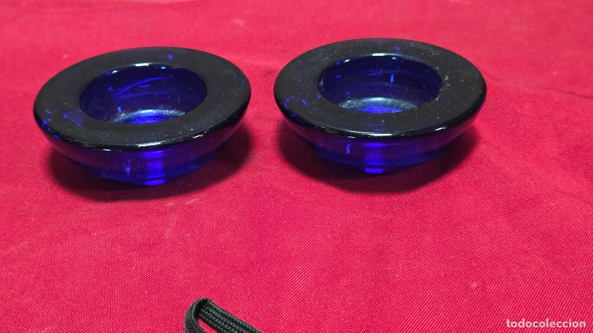 Vintage: 2 ceniceros de cristal azul - Foto 1