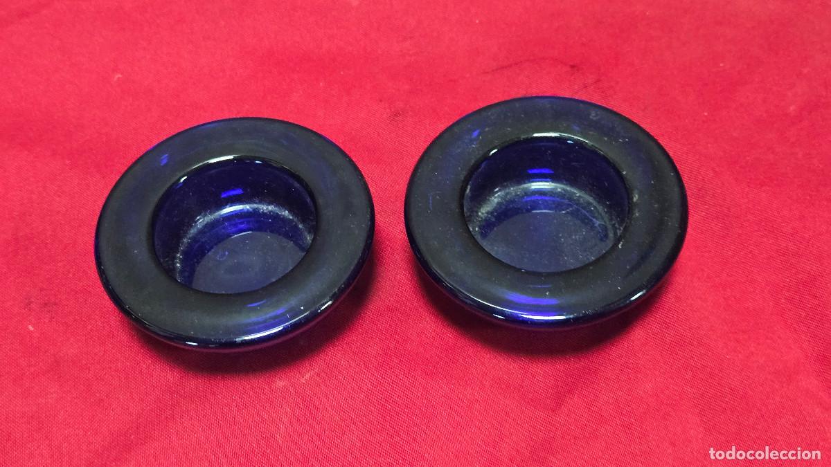 Vintage: 2 ceniceros de cristal azul - Foto 2
