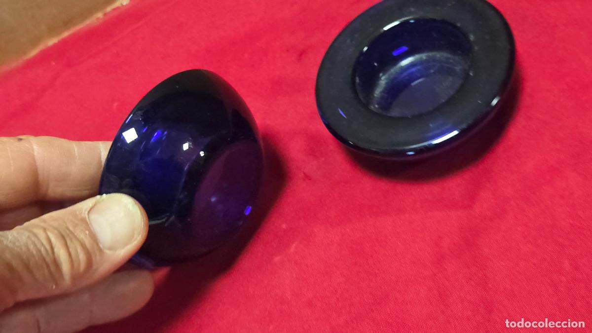 Vintage: 2 ceniceros de cristal azul - Foto 3