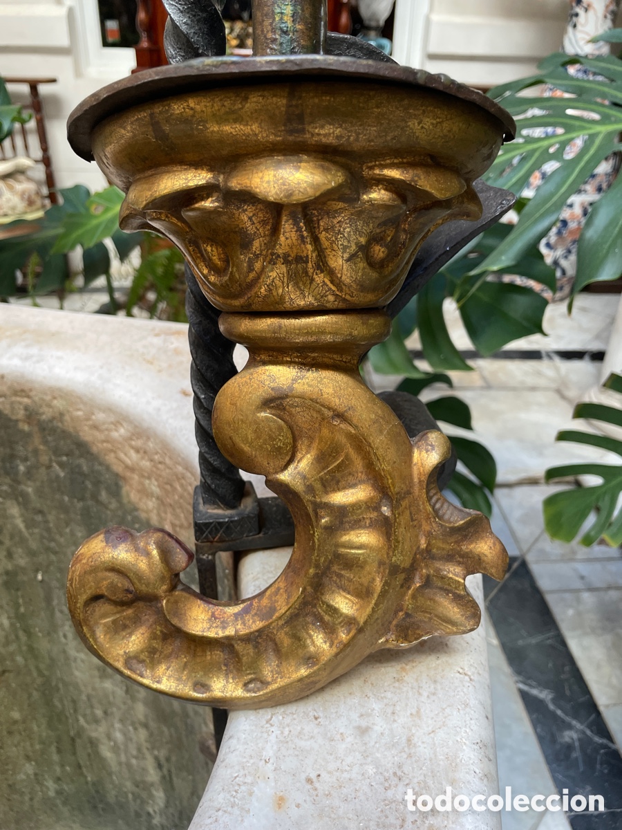 Vintage: Pareja remakes de madera dorada siglo XIX - Foto 8